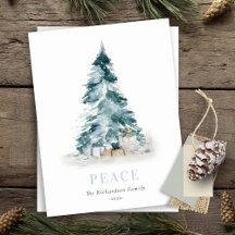 Peace Snow Watercolor Pine Weihnachtsbaum Geschenk