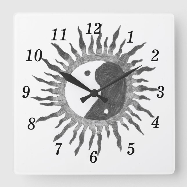 Peace Sun Wall Clock Quadratische Wanduhr (Vorderseite)