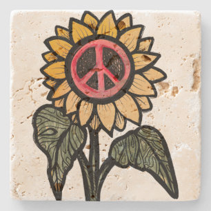 Peace Sunflower Garden Sunflown Gardens Steinuntersetzer