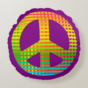 Peace Symbol 05 (ckc)-Round-Throw-Kissen Rundes Kissen