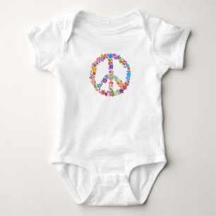 Peace Symbol Blume Power Farbiges Design Baby Strampler