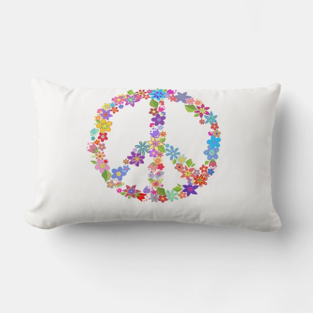 Peace Symbol Blume Power Farbiges Design Lendenkissen (Vorderseite)