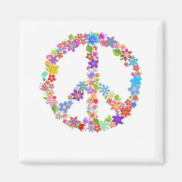 Peace Symbol Blume Power Farbiges Design Magnet