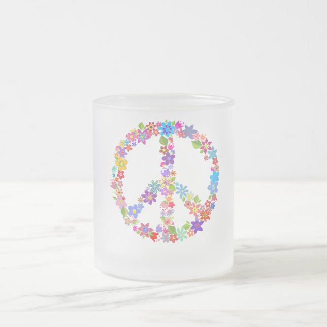 Peace Symbol Blume Power Farbiges Design Mattglastasse (Mittel)