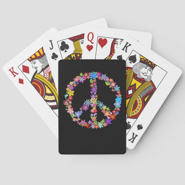 Peace Symbol Blume Power Farbiges Design Spielkarten (Rückseite)