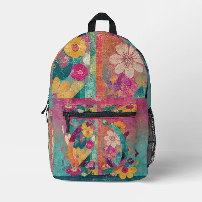 Peace symbol colourful  bedruckter rucksack (Vorderseite)