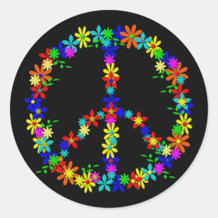 Peace Symbol Flower Power Runder Aufkleber