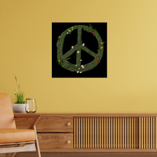 PEACE-Symbol für echte Grass-Blume Hippie 60er-Sig Poster