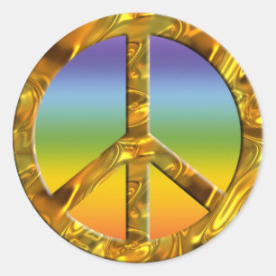 PEACE-Symbol - GOLD   Farbe der Küken Runder Aufkleber