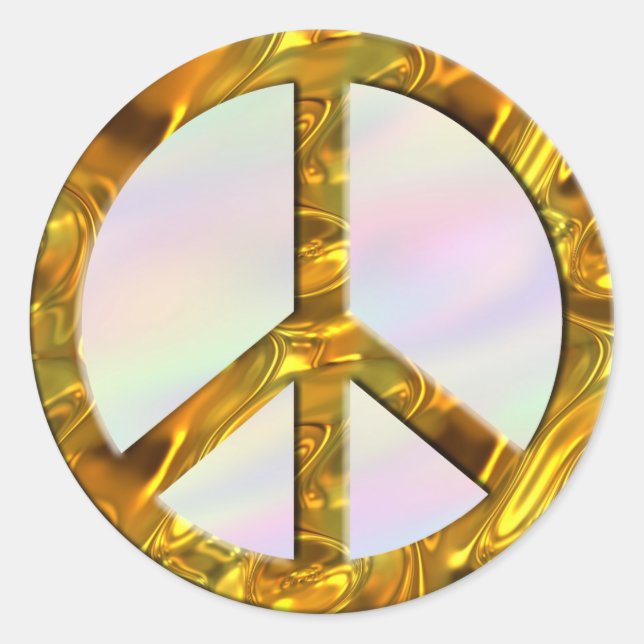 PEACE-Symbol - GOLD | Farblicht Runder Aufkleber (Vorderseite)
