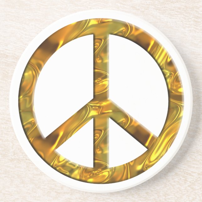 PEACE-Symbol - GOLD Getränkeuntersetzer (Vorne)