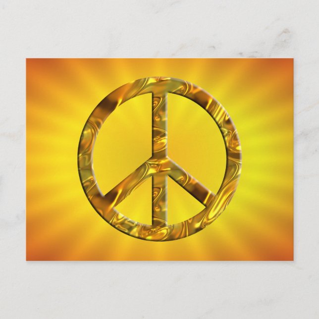 PEACE-Symbol - GOLD Postkarte (Vorderseite)