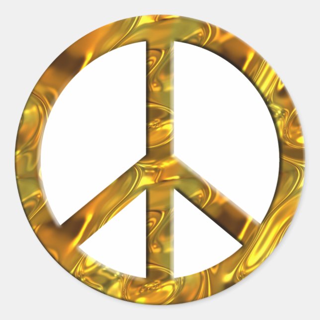 PEACE-Symbol - GOLD Runder Aufkleber (Vorderseite)