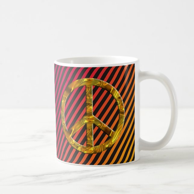 PEACE-Symbol - GOLD & SILVER | harmonische Streife Kaffeetasse (Rechts)