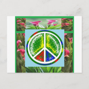 PEACE SYMBOL: Grüne künstlerische Blume Postkarte