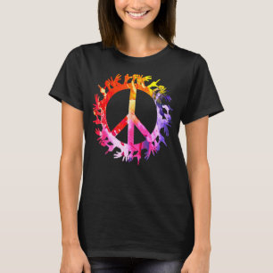 Peace Symbol Hand Sign Tye Dye Awareness T-Shirt