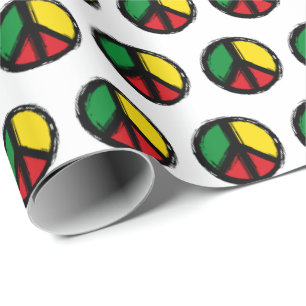 Peace Symbol mit Reaggafarben Geschenkpapier