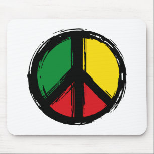 Peace Symbol mit Reaggafarben Mousepad