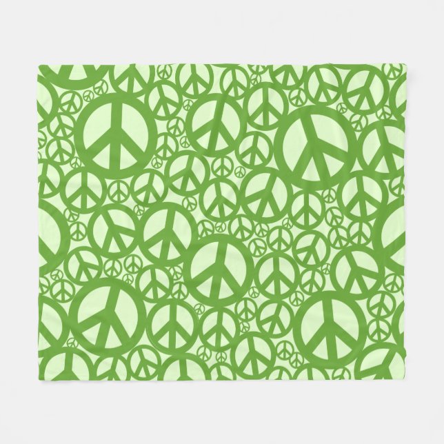 Peace Symbol Pattern Green Fleecedecke (Vorderseite (Horizontal))