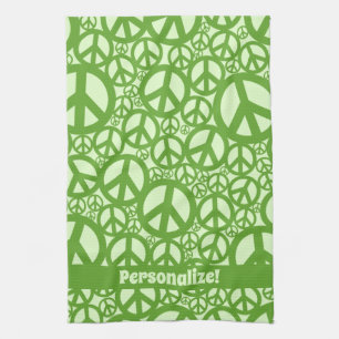 Peace Symbol Pattern Green Geschirrtuch