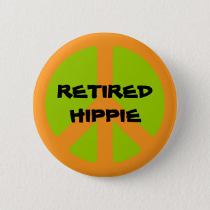 Peace Symbol, Remüde Hippie, Pinback-Taste. Button