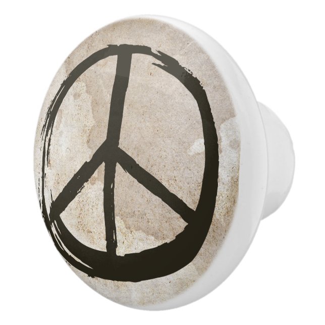 PEACE Symbol signieren Hippie Liebe 1960er gebürst Keramikknauf (Rechts)