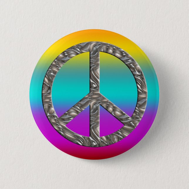 PEACE-Symbol - SILVER Button (Vorderseite)
