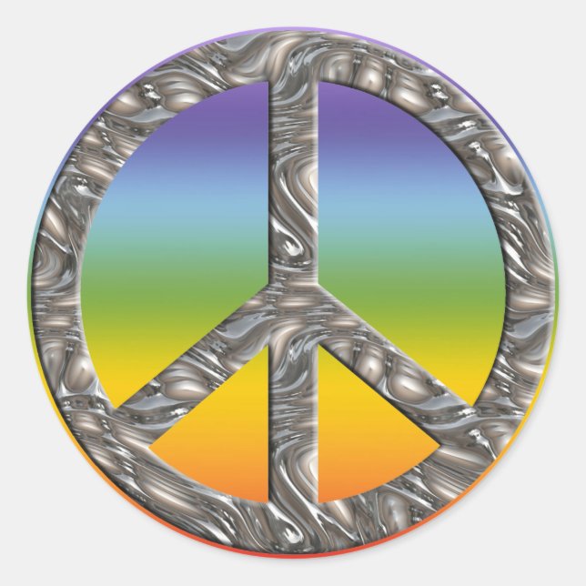 PEACE-Symbol - SILVER | Kakren in Farbe Runder Aufkleber (Vorderseite)