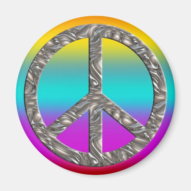 PEACE-Symbol - SILVER Magnet (Vorne)