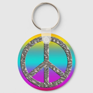 PEACE-Symbol - SILVER Schlüsselanhänger