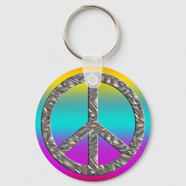 PEACE-Symbol - SILVER Schlüsselanhänger (Vorderseite)