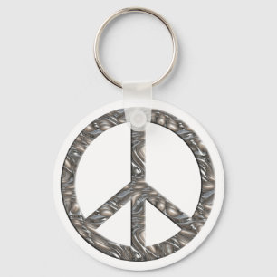 PEACE-Symbol - SILVER Schlüsselanhänger
