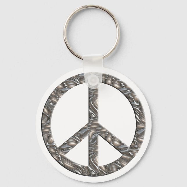 PEACE-Symbol - SILVER Schlüsselanhänger (Vorderseite)