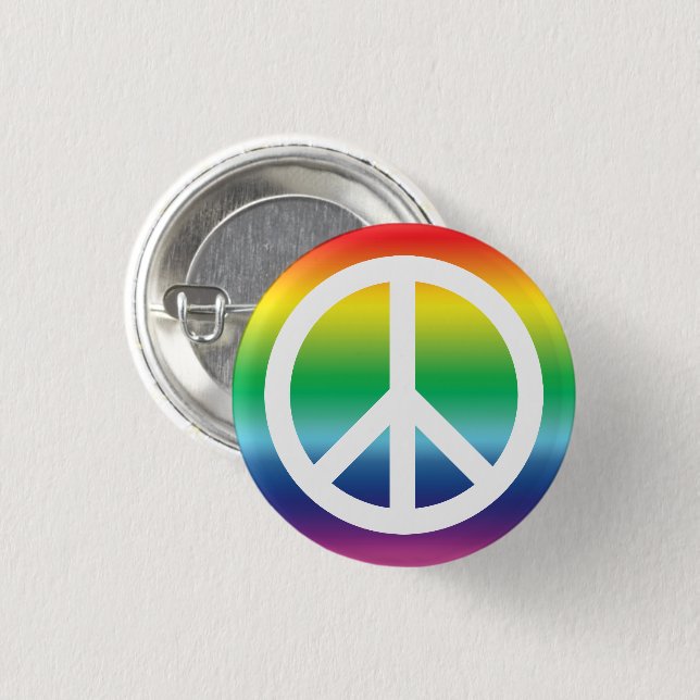Peace symbol stolz lgbt lgbtq queer Gay Regenbogen Button (Vorne & Hinten)