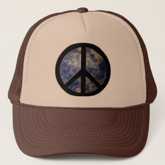 Peace Symbol Trucker Hat Brown und Blue Truckerkappe