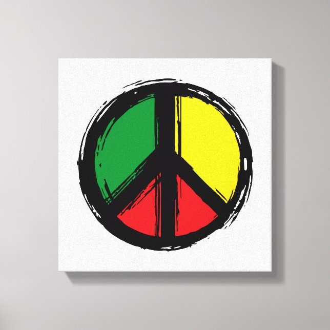 Peace Symbol with reaggae colors Leinwanddruck (Vorderseite)