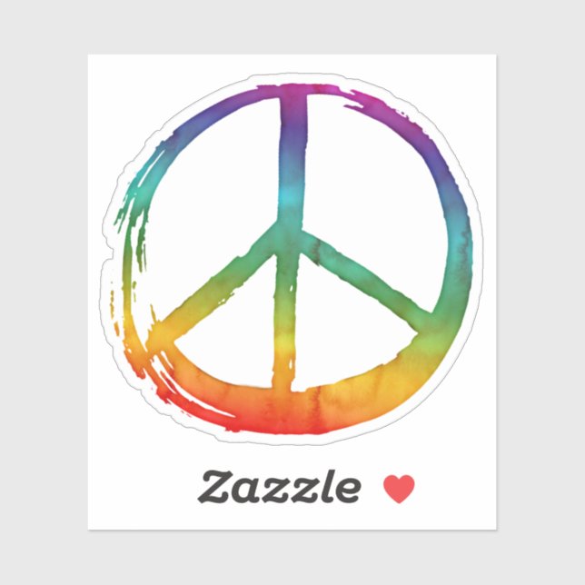 PEACE Symbol Zeichen Hippie Aquarell Krawatte Farb Aufkleber (Blatt)