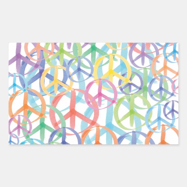 Peace Symbols Art Rechteckiger Aufkleber (Vorderseite)