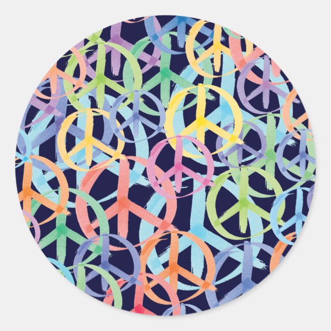 Peace Symbols Art Runder Aufkleber (Vorderseite)