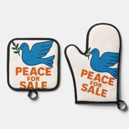 Peace themed apron ofenhandschuh & Topflappen-Set