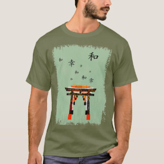 Peace Torii (auf vermillion, schwarz, weiß & gold) T-Shirt