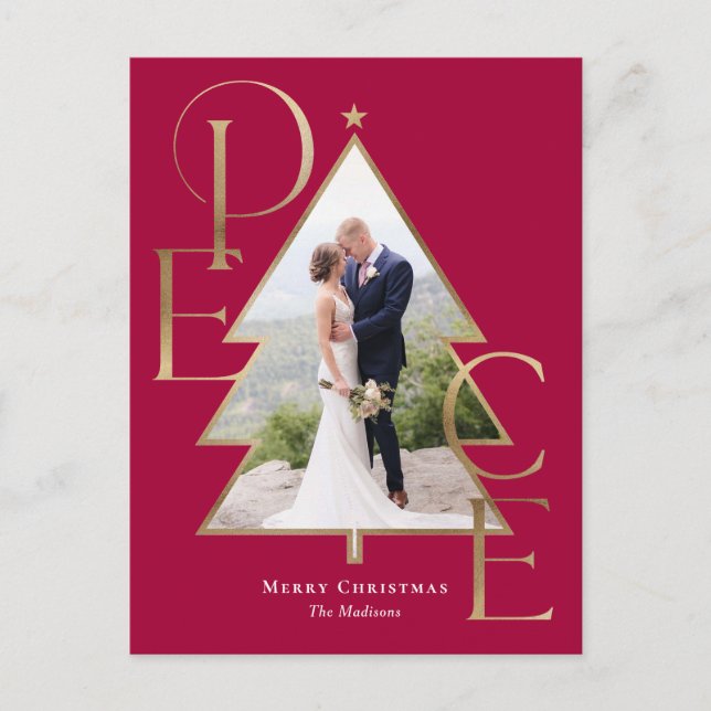 Peace Tree Modern Holiday Foto Card Postkarte (Vorderseite)