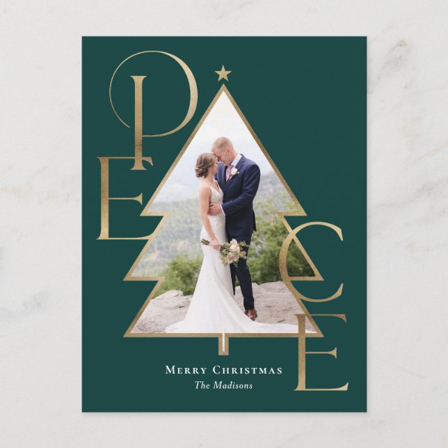 Peace Tree Modern Holiday Foto Card Postkarte (Vorderseite)
