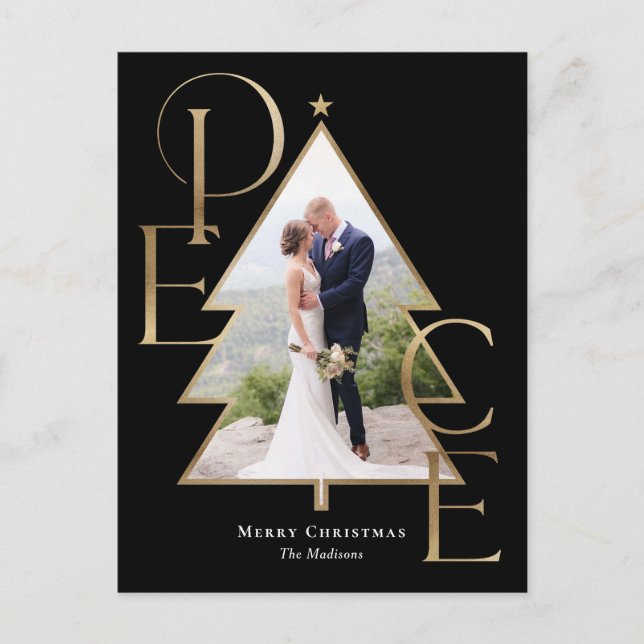 Peace Tree Modern Holiday Foto Card Postkarte (Vorderseite)