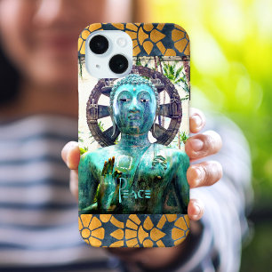 Peace Turquoise Buddha Foto Gold Mosaikgrenze Case-Mate iPhone Hülle