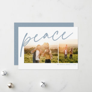 Peace Two Foto simple light blue family Christmas Feiertagskarte