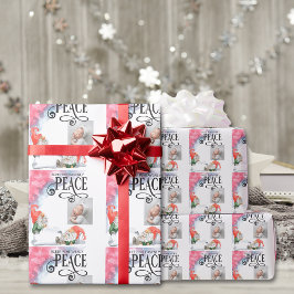 Peace Typografy Christmas Gnomes Holiday Geschenkpapier