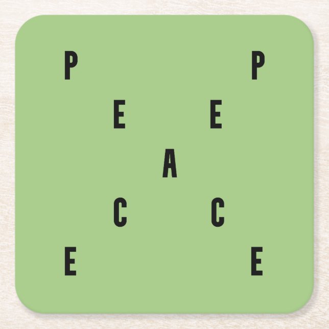 Peace Typography Rechteckiger Pappuntersetzer (Vorderseite)