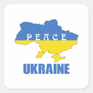 Peace Ukraine - Unterstützung von Frieden und Lieb Quadratischer Aufkleber