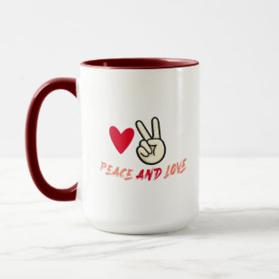 Peace und Love Combo Tasse   Herz und Peace Zeiche